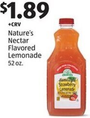Aldi Nature's Nectar Flavored Lemonade 52 oz. offer