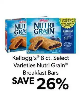 Commissary Kellogg's 8 Ct. Select Varieties Nutri Grain Breakfast Bars offer