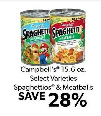 Commissary Campbell's 15.6 Oz. Select Varieties Spaghettios & Meatballs offer
