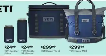 Yeti Rambler Colster, Eti Rambler Slim Colster, Yeti Hopper Flip 18, Yeti Hopper M30