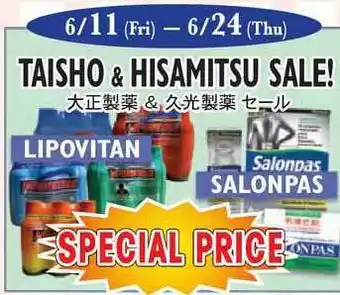 Nijiya Market Taisho & Hisamitsu Sale!, Lipovitan, Salonpas offer