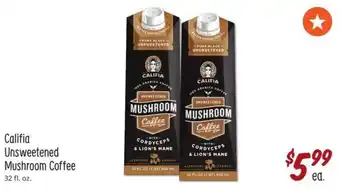 Sprouts Farmers Market Califia Unsweetened Mushroom Coffee 32 fl.oz. offer