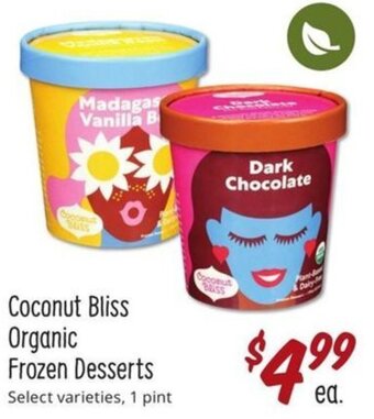 Sprouts Farmers Market Coconut Bliss Organic Frozen Desserts offer