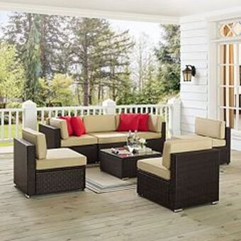 Kohl's Crosley furniture sea island 7-piece wicker conversational set offer