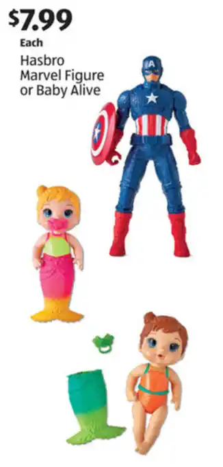 Aldi Hasbro Marvel Figure Or Baby Alive offer