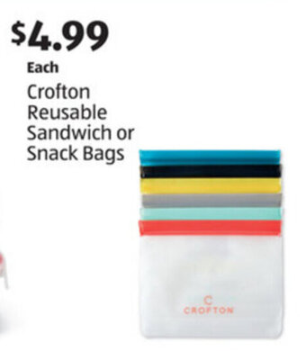 Aldi Crofton Reusable Sandwich Or Snack Bags offer