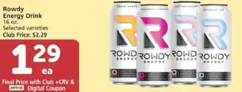 Pavilions Rowdy Energy Drink 16 oz. offer