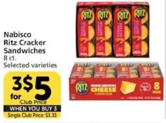 Pavilions Nabisco Ritz Cracker Sandwiches offer