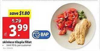 Lidl Skinless Tilapia Fillet offer