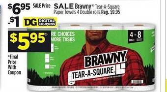Dollar General Brawny Tear-a-square Paper Towels 4 Double Rolls offer