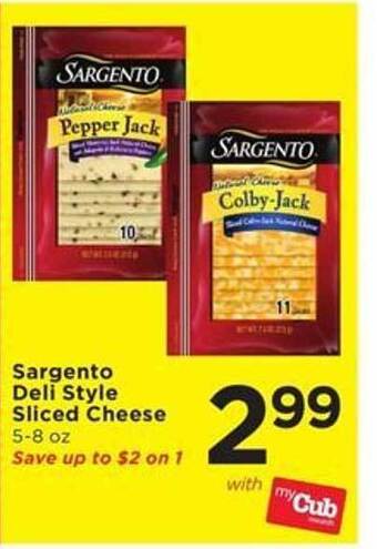 Cub Foods Sargento Deli Style Sliced Cheese offer