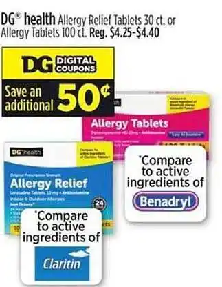 Dollar General Dg Health Allergy Relief Tablets Or Allergy Tablets offer