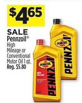 Dollar General Pennzoil High Mileage Or Conventional Motor Oil offer
