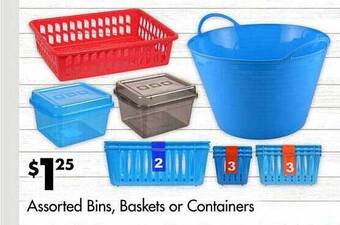 Dollar Tree Assorted Bins Baskets Or Containers offer