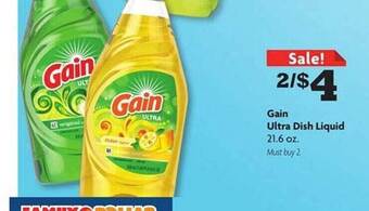 Family Dollar Gain Ultra Dish Liquid offer