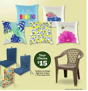 Family Dollar Outdoors By Design High Back Cushion Or Penza Resin Chair offer