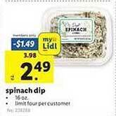 Lidl Spinach Dip offer