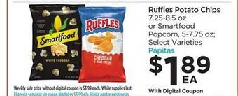Food 4 Less Ruffles Potato Chips Or Smartfood Popcorn offer