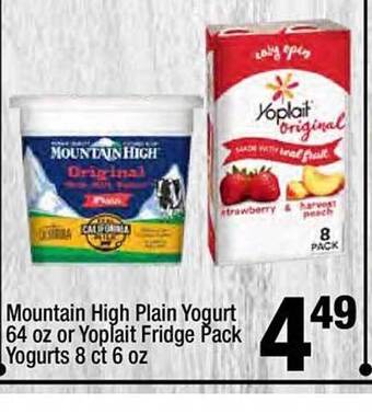Super King Markets Mountain High Plain Yogurt Or Yoplait Fridge Pack Yogurts offer