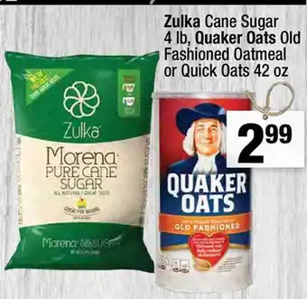 Super King Markets Zulka Cane Sugar, Quaker Oats Old Fashioned Oatmeal Or Quick Oats offer