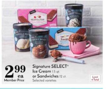 Pavilions Signature Select Ice Cream Or Sandwiches offer