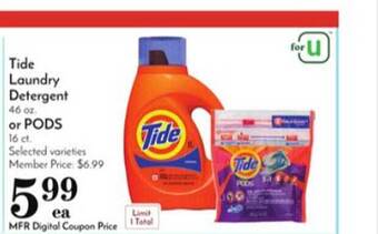 Pavilions Tide Laundry Detergent Or Pods offer