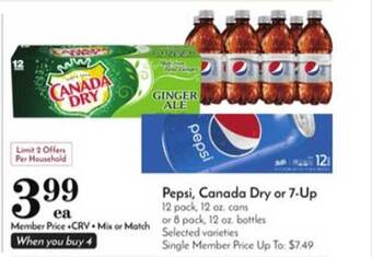 Pavilions Pepsi, Canada Dry Or 7up offer