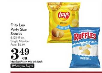 Pavilions Frito Lay Party Size Snacks offer