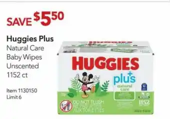 Costco Huggies Plus Natural Care Baby Wipes Unscented offer