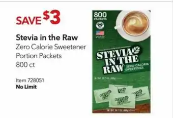 Costco Stevia In The Raw Zero Calorie Sweetener Portion Packets offer