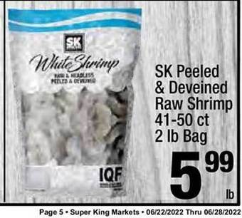 Super King Markets Sk Peeled & Deveined Raw Shrimp offer