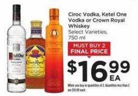 Food 4 Less Ciroc Vodka, Ketel One Vodka Or Crown Royal Whiskey offer