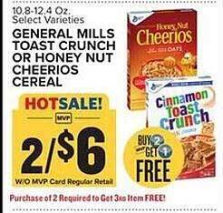Food Lion General Mills Toast Crunch Or Honey Nut Cheerios Cereal offer