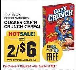 Food Lion Quaker Cap'n Crunch Cereal offer