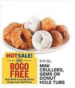 Food Lion Mini Crullers, Gems Or Donut Hole Tubs offer