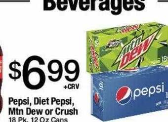 Jons International Pepsi, Diet Pepsi, Mtn Dew Or Crush offer