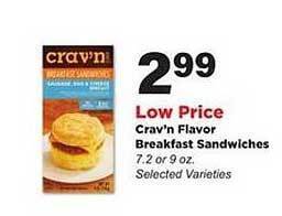 Stater Bros Crav'n Flavor Breakfast Sandwiches offer