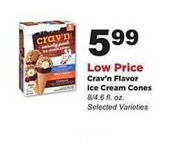 Stater Bros Crav'n Flavor Ice Cream Cones offer