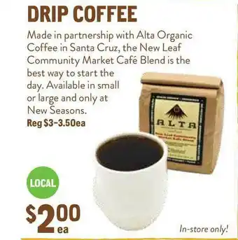 New Seasons Market Drip Coffee offer