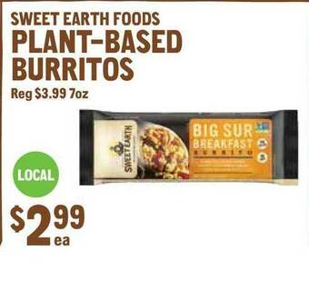 New Seasons Market Sweet Earth Foods Plant=based Burritos offer