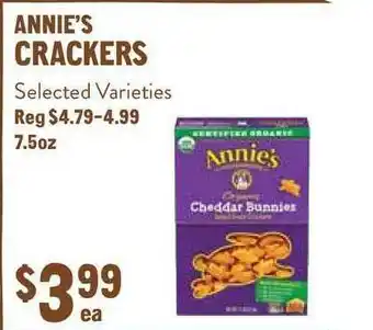 New Seasons Market Annie's Crackers offer