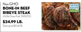 Bristol Farms Bone-in Beef Ribeye Steak offer