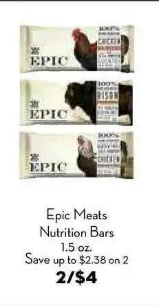 Bristol Farms Epic Meats Nutrition Bars offer