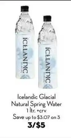 Bristol Farms Icelandic Glacial Natural Spring Water offer