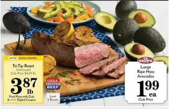 Pavilions Tri-tip Roast, Large Ripe Hass Avocados offer
