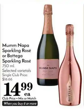 Pavilions Mumm Napa Sparkling Rosé Or Bottega Sparkling Rosé offer