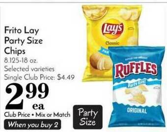 Pavilions Frito Lay Party Size Chips offer
