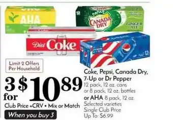 Pavilions Coke, Pepsi, Canada Dry, 7-up Or Dr. Pepper offer