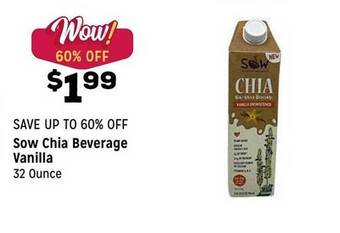 Grocery Outlet Sow Chia Beverage Vanilla offer