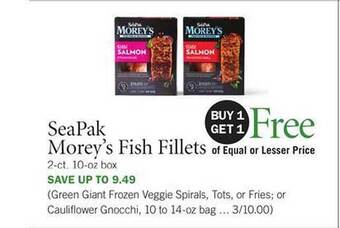 Publix SeaPak Morey's Fish Fillets offer